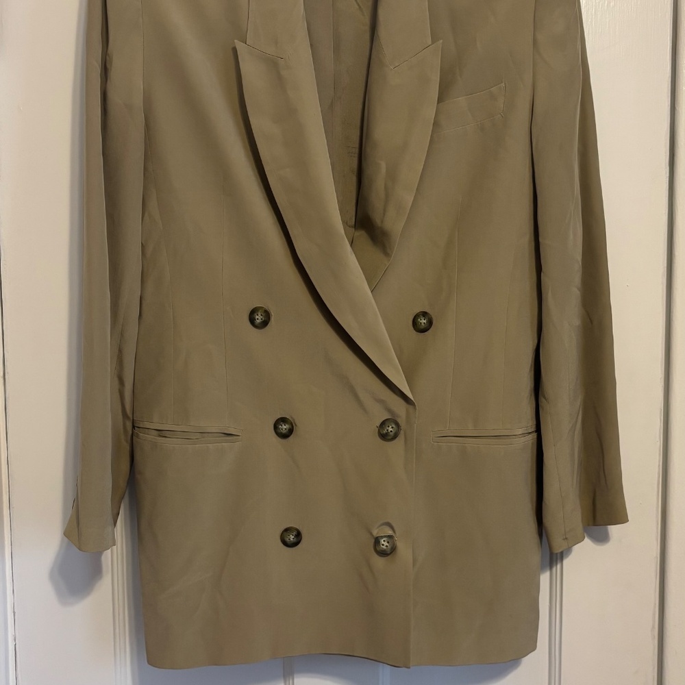 Vintage Silk Double Breast Blazer - Picture 2 of 5